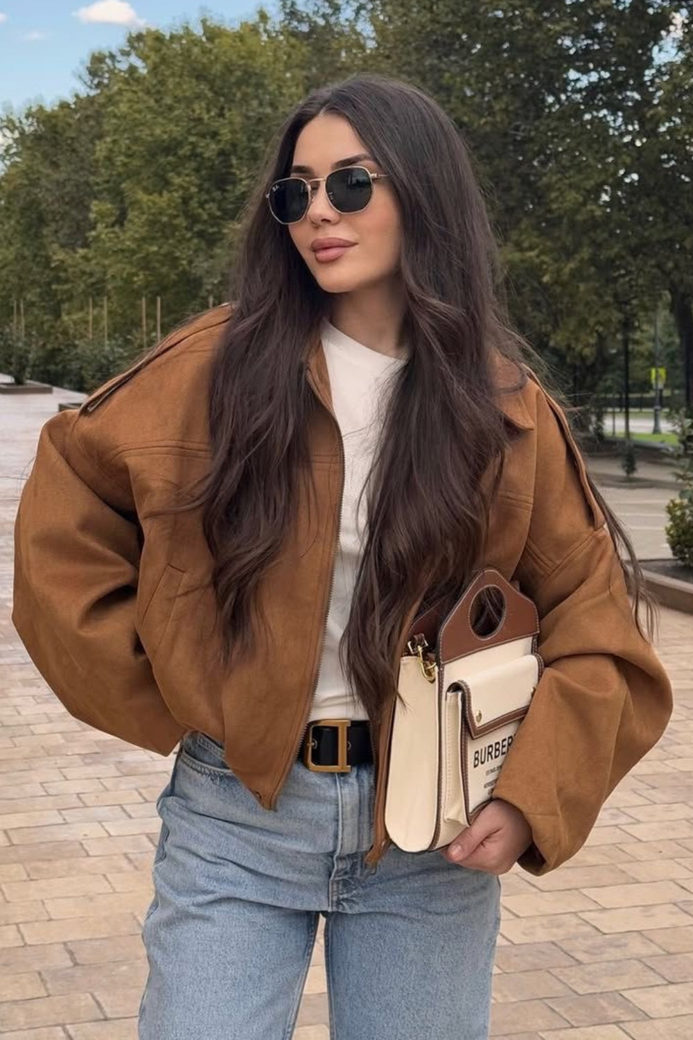 REF: 429 CHAQUETA OVERSIZE BUMPER PEACH MIEL (PRE-VENTA)