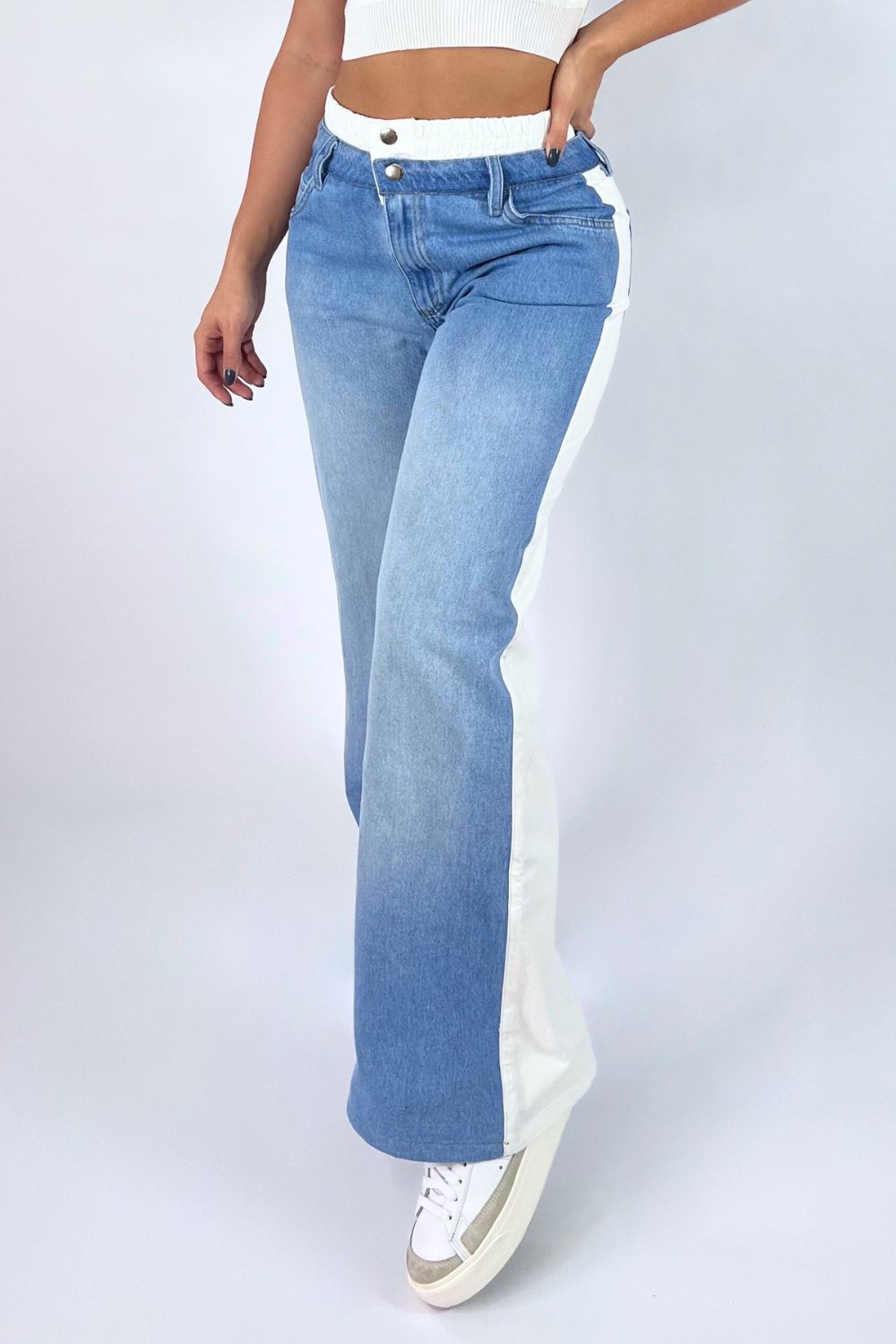 REF:310 JEAN BICOLOR BLANCO/DENIM