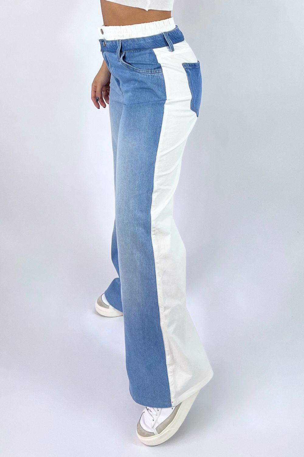 REF:310 JEAN BICOLOR BLANCO/DENIM
