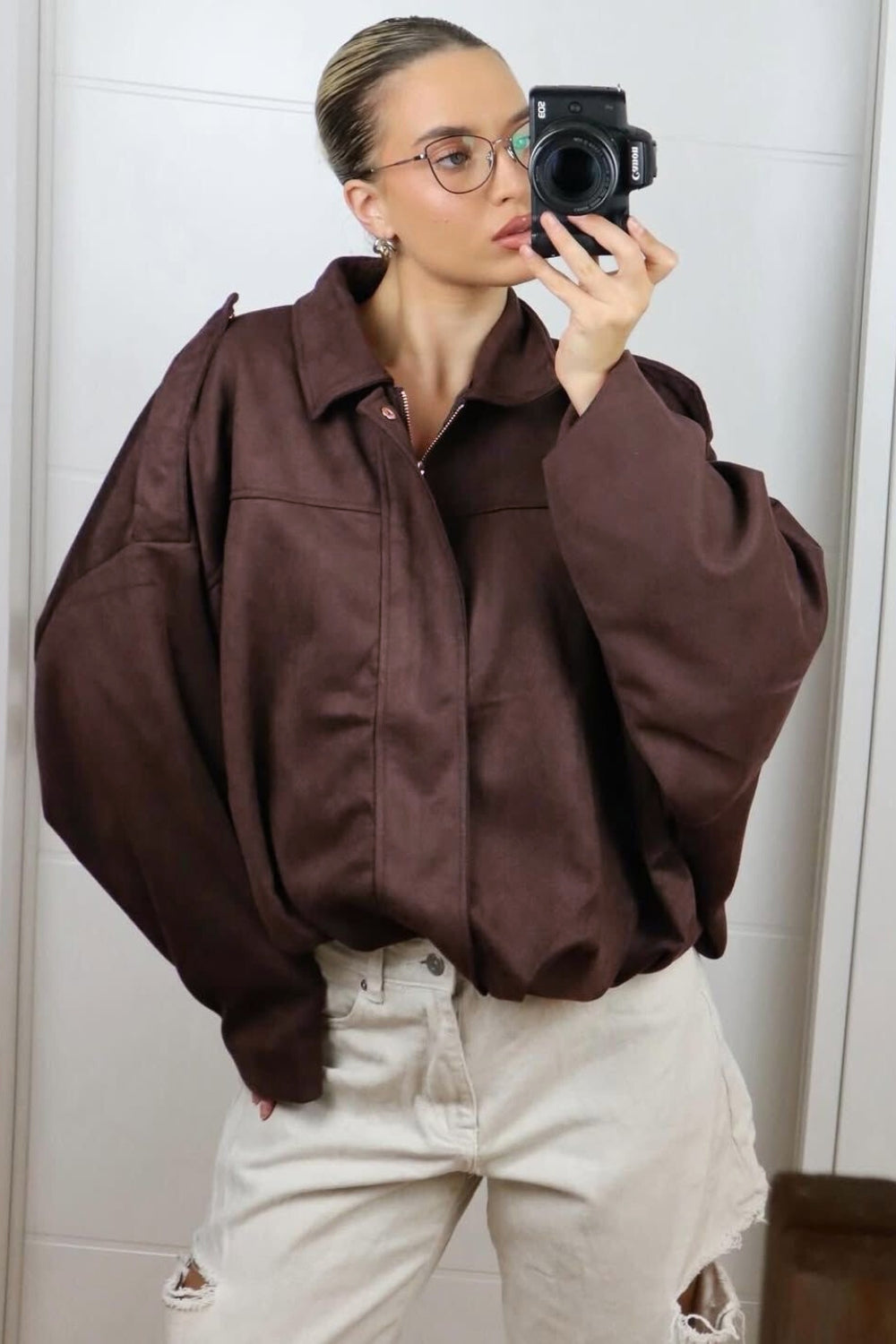 REF: 429 CHAQUETA OVERSIZE PEACH CAFE