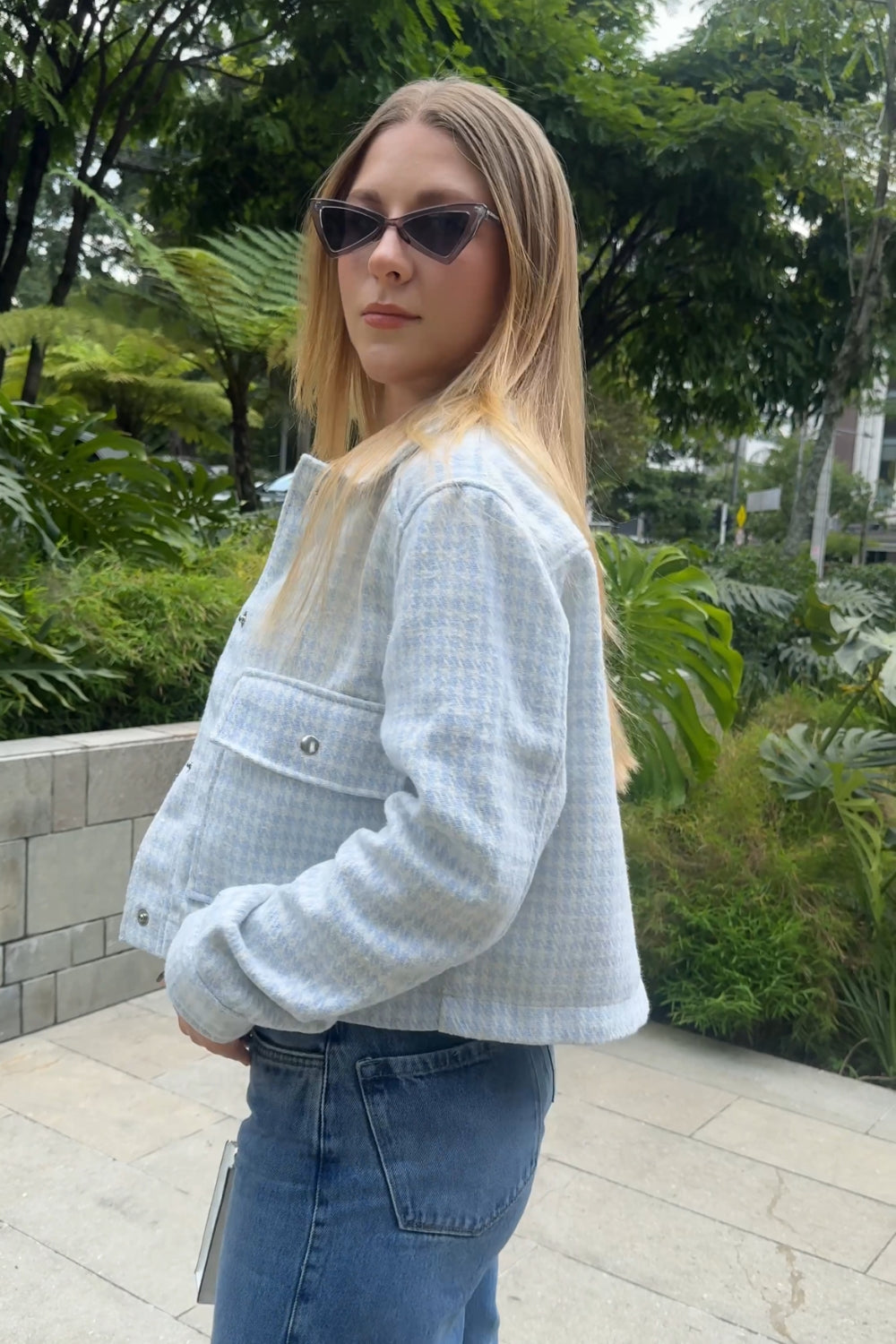 REF: 335 CHAQUETA CUADROS PAÑO AZUL CIELO
