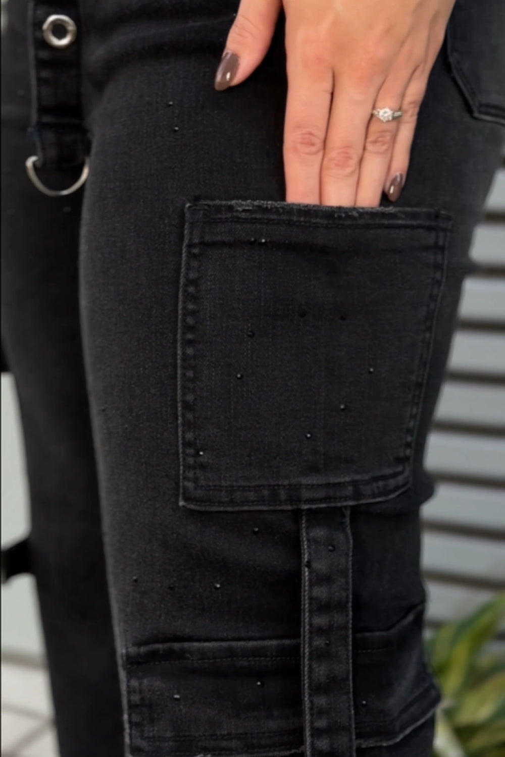 REF: 454 JEAN BRILLO CARGO NEGRO STRECH