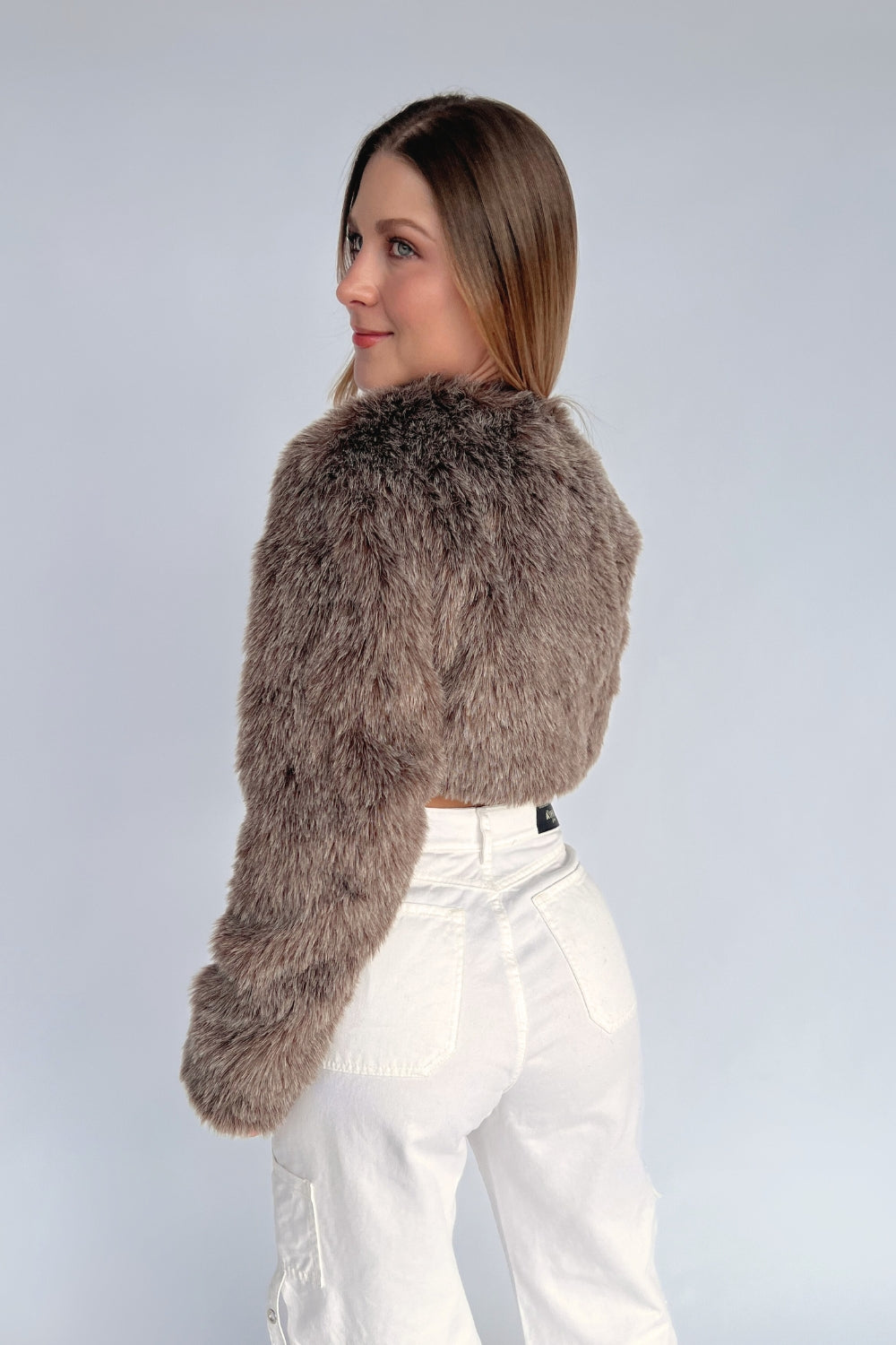 REF: 236 ABRIGO PELUDO CORTO CAFÉ JASPE