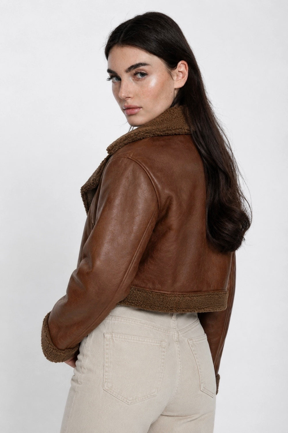 REF: 394 CHAQUETA CIERRE EFECTO CUERO MIEL