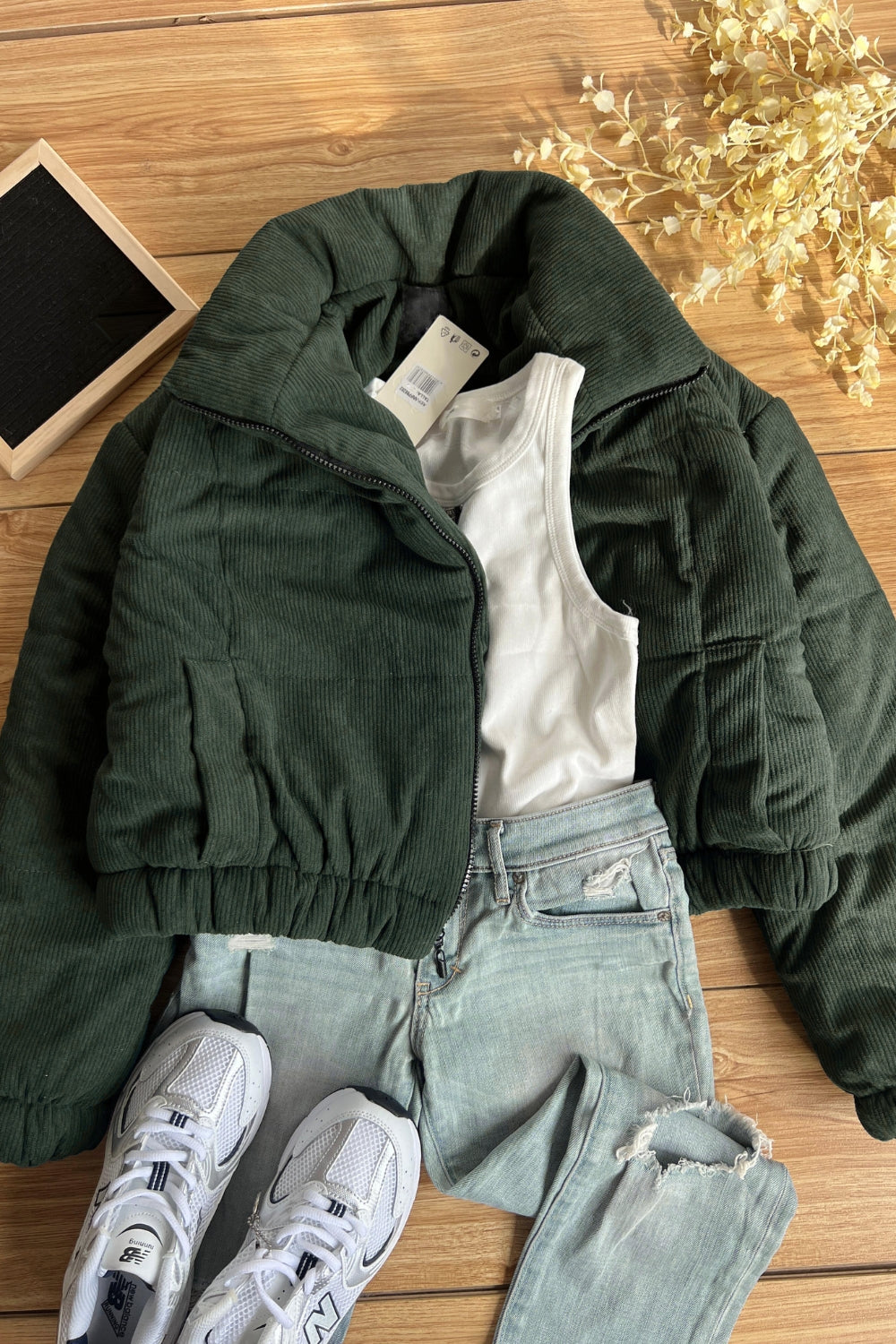REF: 404 CHAQUETA PUFFER CORDUROY VERDE MILITAR