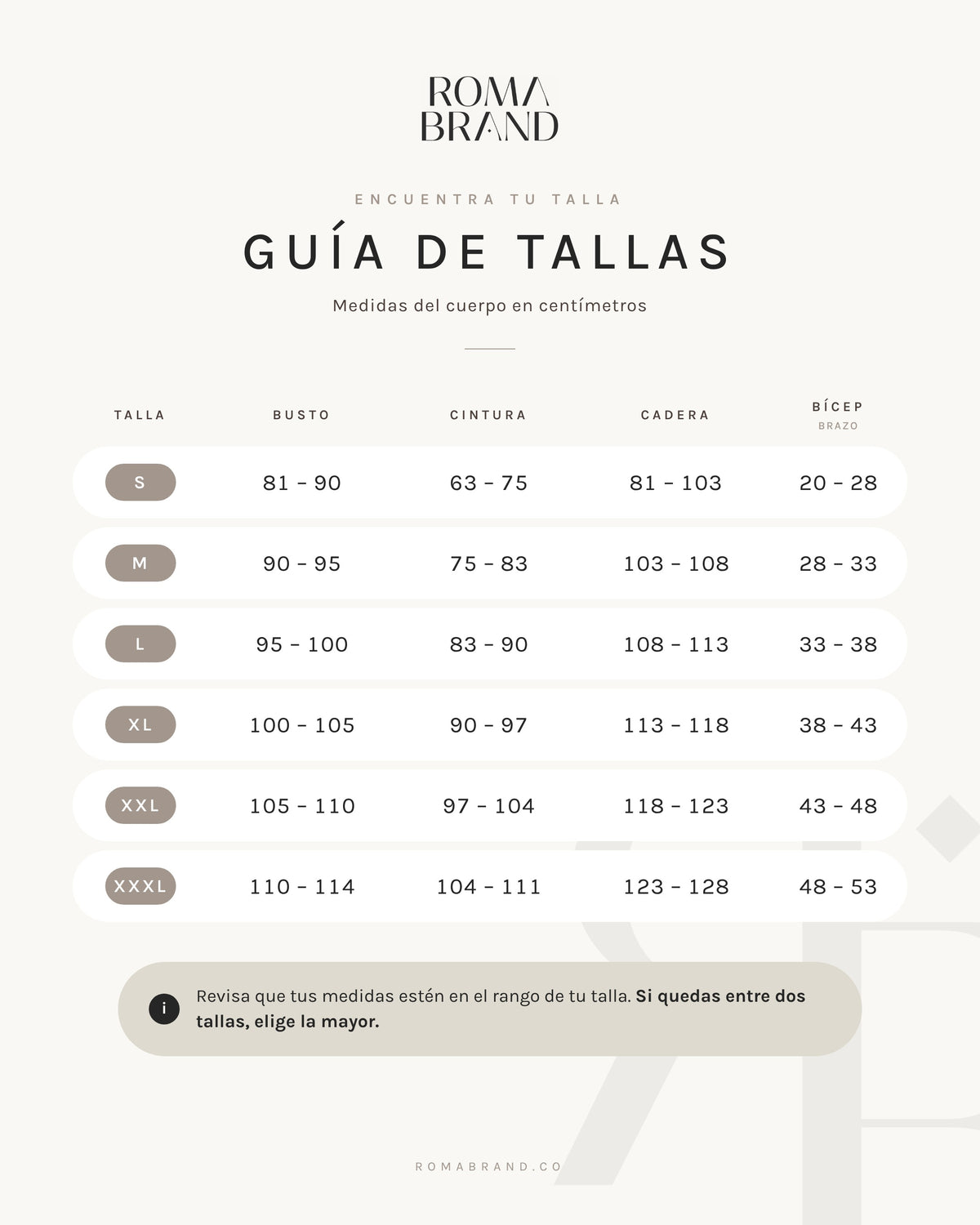 Guía de tallas