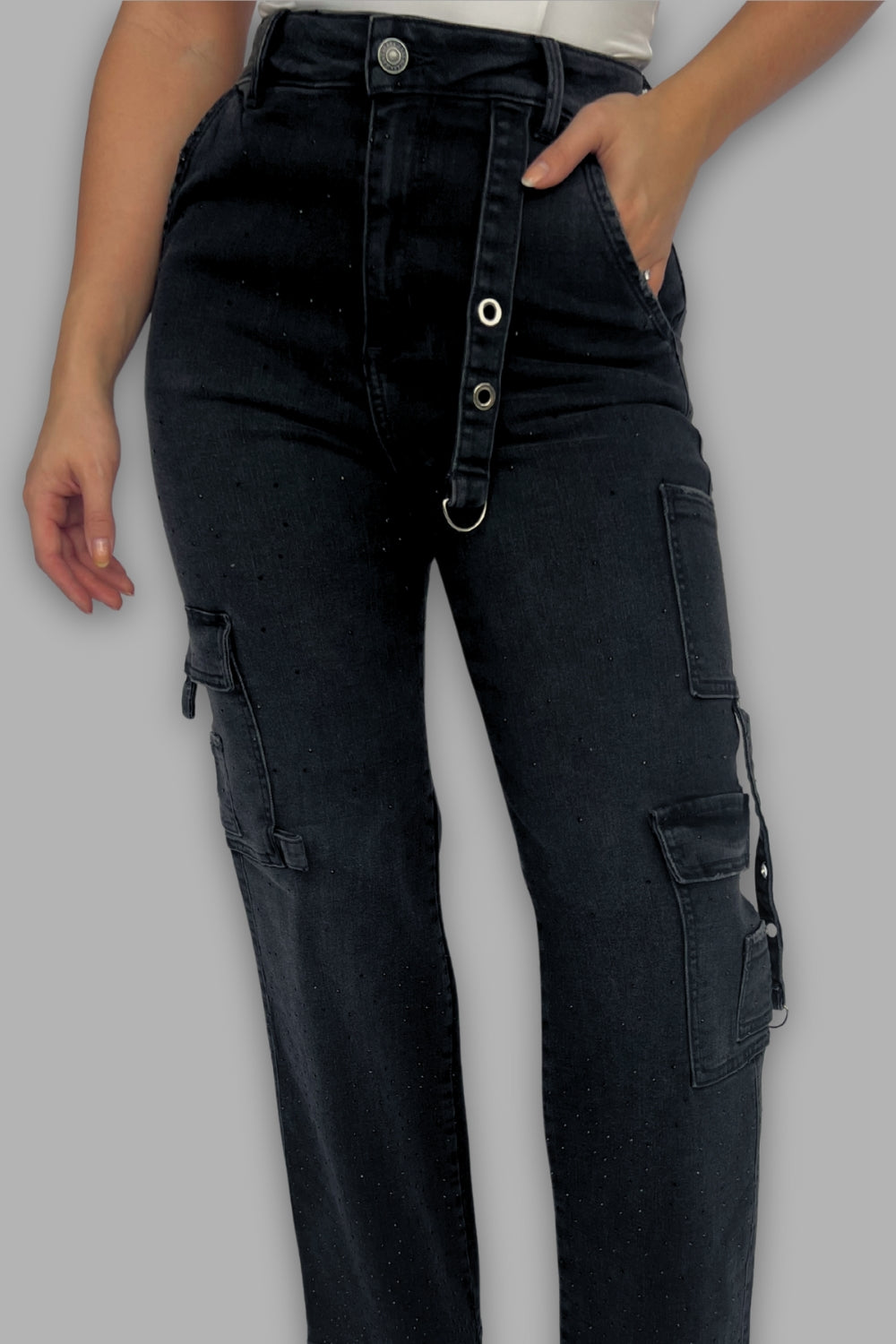 REF: 454 JEAN BRILLO CARGO NEGRO STRECH